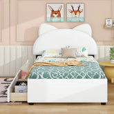Bellemave® Upholstered Platform Bed with Cartoon Ears Shaped Headboard and 2 Drawers - Bellemave